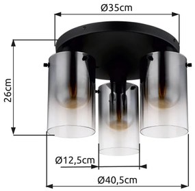 Globo 15907-3D - Felületre szerelhető csillár FLORENTINA 3xE27/40W/230V átm. 40,5 cm fekete
