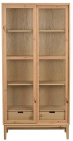 Natúr színű tálalószekrény tolóajtóval, tölgyfa dekorral 100x203 cm Hazelton – Rowico