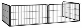 vidaXL 4 paneles fekete porszórt acél kutya járóka 100 x 50 cm