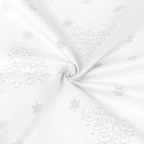 Goldea karácsonyi teflon szövet terítőknek - ezüstszínű karácsonyfák és csillagok 160 cm