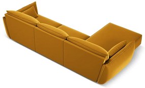 Mustársárga bársony sarokkanapé (bal oldali-heverő résszel) Vanda – Mazzini Sofas