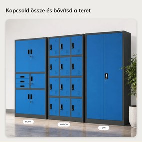 BHP szociális szekrényke rekeszekkel, antracit-kék, 900x1850x400 mm: MARCIN
