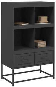 fekete acél magasszekrény 68x39x111,5 cm