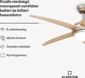 Klarstein Bolero mennyezeti ventilátor világítással | 132 cm | 35 W | Csendes működés | Fa