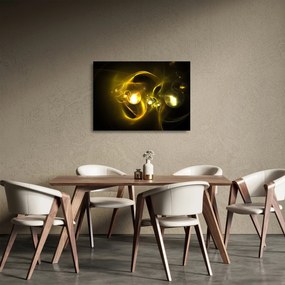 Absztrakt kép sárga gömbök (üvegen) (70x50 cm)