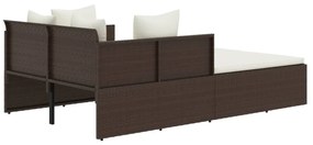barna polyrattan napozóágy párnával 182 x 118 x 63 cm