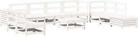 vidaXL 11 részes fehér tömör fenyőfa kerti kanapészett