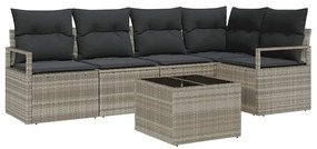 vidaXL Kanapé Szett párnával 6 pcs Világosszürke polirattan