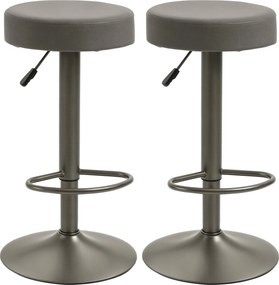 HOMCOM 2 db Bárszék Lábpihentetővel, Forgós Konyhai Székek Állítható Magassággal, 35x36x64-85cm, Puhas Szürke | Aosom