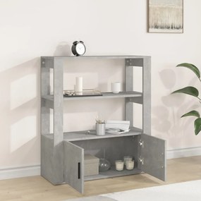 betonszürke szerelt fa tálalószekrény 80x30x90 cm