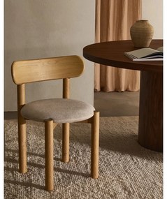 Krémszínű-natúr színű tölgyfa étkezőszék szett 2 db-os Nebai – Kave Home