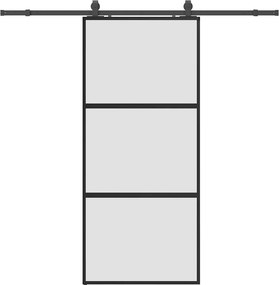 vidaXL fekete edzett üveg tolóajtó fémszerelék szettel 90x205 cm