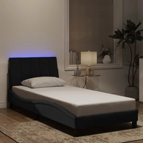 fekete bársony ágykeret LED-világítással 80 x 200 cm