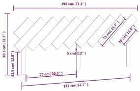 tömör fenyőfa ágyfejtámla 196x3x80,5 cm