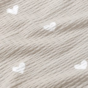 Goldea pamut krepp anyag - szívecskék, latté színű alapon 160 cm