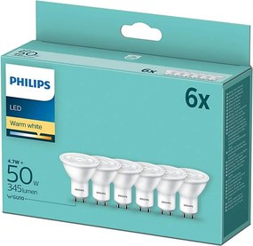 KÉSZLET 6x LED Izzó Philips GU10/4,7W/230V 2700K