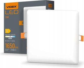 Fehér Led mennyezeti lámpatest keret nélküli süllyesztett panel Videx 15W 1650lm 12cm