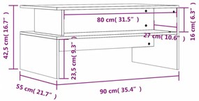 fekete szerelt fa dohányzóasztal 90 x 55 x 42,5 cm