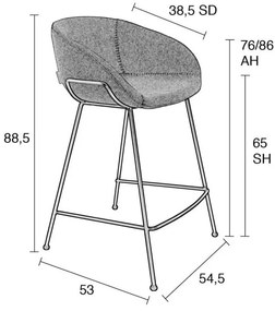 Feston 2 db szürke bárszék, ülésszélesség 65 cm - Zuiver