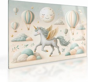 Üveg kép - Boldog egyszarvú (70x50 cm)