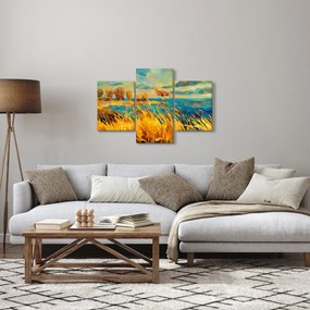 Kép - naplemente a tó felett, akril festmény (90x60 cm)