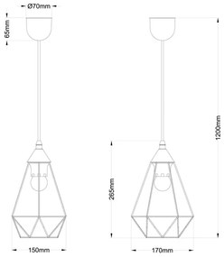 Globo 15745H - Csillár zsinóron ZACHARY 1xE27/60W/230V átm. 17 cm