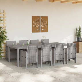 9 Darabos Kerti Étkezőgarnitúra Fehér Poli Rattan