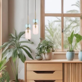 Csillár zsinóron MOLLY 1xE14/40W/230V átm. 12 cm arany/rózsaszín/kék