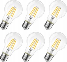Lvwit 6,5 W E27 Led Filament A60, 2700 K meleg fehér, helyettesítő izzó 60 W