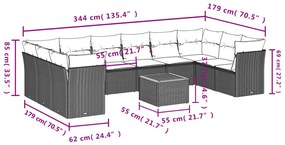 11 részes szürke polyrattan kerti ülőgarnitúra párnákkal