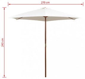 krémszínű napernyő fa rúddal 270 x 270 cm
