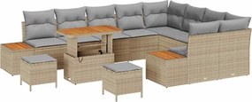 vidaXL Kerti Kanapé Szett párnával tárolóval 12 pcs Bézs Poli rattan