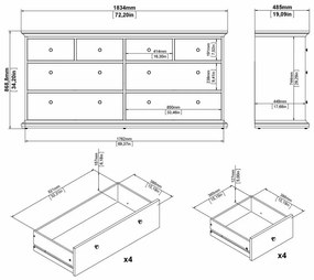 Provence V komód, fehér