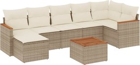 vidaXL 8 részes bézs polyrattan kerti ülőgarnitúra párnával