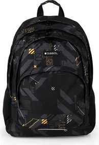 Hátizsák, iskolatáska, cipzáras, GABOL Byte, fekete, geometrikus mintás (GA238640F)
