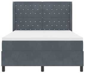 Boxspring Ágy Mattress &amp; LED Sötétszürke 160x200 cm Velvet