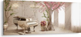 Kép - Álmodozó belső tér zongorával (120x50 cm)