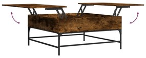 füstös tölgy szerelt fa és fém dohányzóasztal 95 x 95 x 45 cm