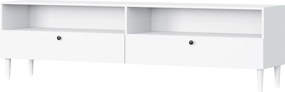 TV állvány polccal és szekrényekkel DULLUM 200x58cm, fehér