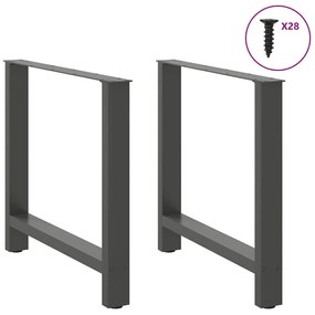 2 db antracitszürke acél étkezőasztalláb 70x(72-73) cm
