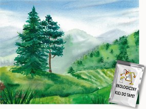 Fotótapéta Flizelina Tájkép Hegyek Erdő Rét Fák 150x105 ragasztó