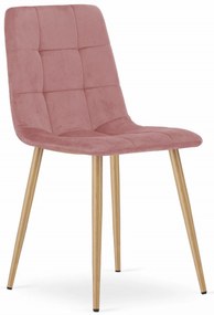 PreHouse KARA fotel - rózsaszín bársony / fa színű lábak