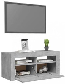 betonszürke TV-szekrény LED-világítással 90 x 35 x 40 cm