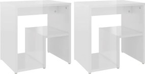 vidaXL 2 db magasfényű fehér szerelt fa éjjeliszekrény 40 x 30 x 40 cm
