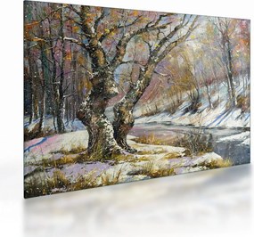 Egy festett téli táj képe (üvegen) (70x50 cm)