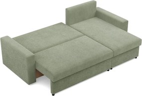 Zeus sarokkanapé, 2 ágyneműtartóval, egyenes kartámasz, kordbársony, univerzális oldal, bonell töltet, zöld