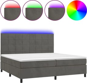 vidaXL sötétszürke bársony rugós és LED-es ágy matraccal 200x200 cm