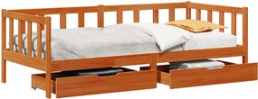 vidaXL Nappaliágy fejtámlával fiókkal 3 pcs Faggyú barna Tömör fenyőfa
