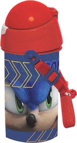 Sonic a sündisznó Speed műanyag szívószálas kulacs akasztóval 500 ml