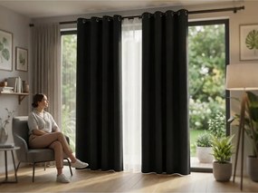 Függöny OXFORD LIGHT 140x270 cm, fekete Felfüggesztés: Hullámos sínszalag
